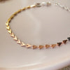 Triangle Linked Studded 3 Tone Sterling Silver Chain Bracelet