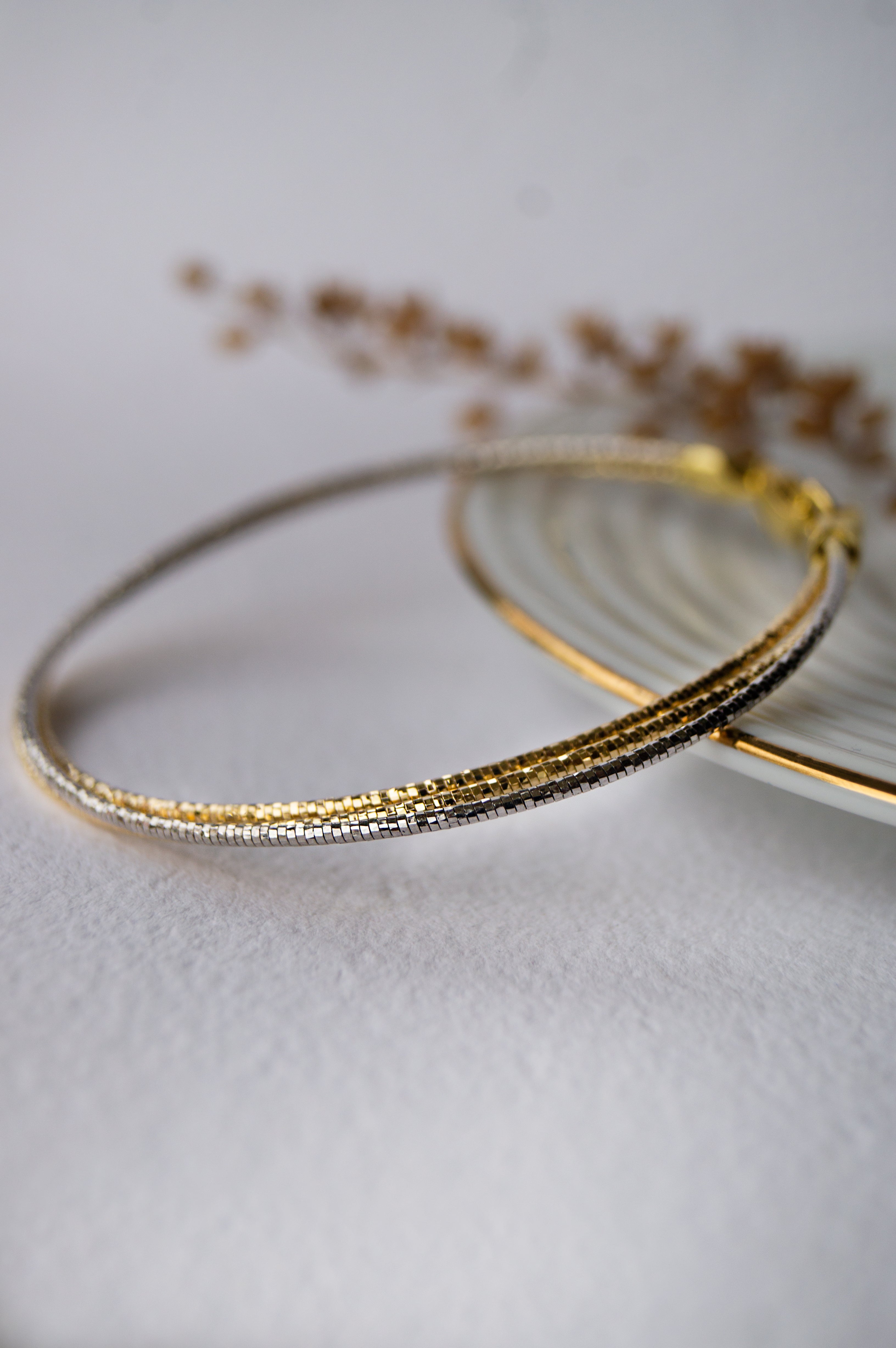 14Kt Yellow Gold Double Flexible Bangle Bracelet with Diamonds – Rubini Inc.