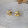 Ornate Circle Gold Plated Statement Sterling Silver Stud Earrings