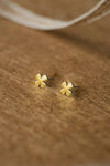 Clover Leaf Flower Rose Gold Plated Mini Stud Earrings - Mannash