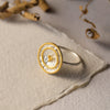 Shimmering Gold Granulation Statement Sterling Silver Ring