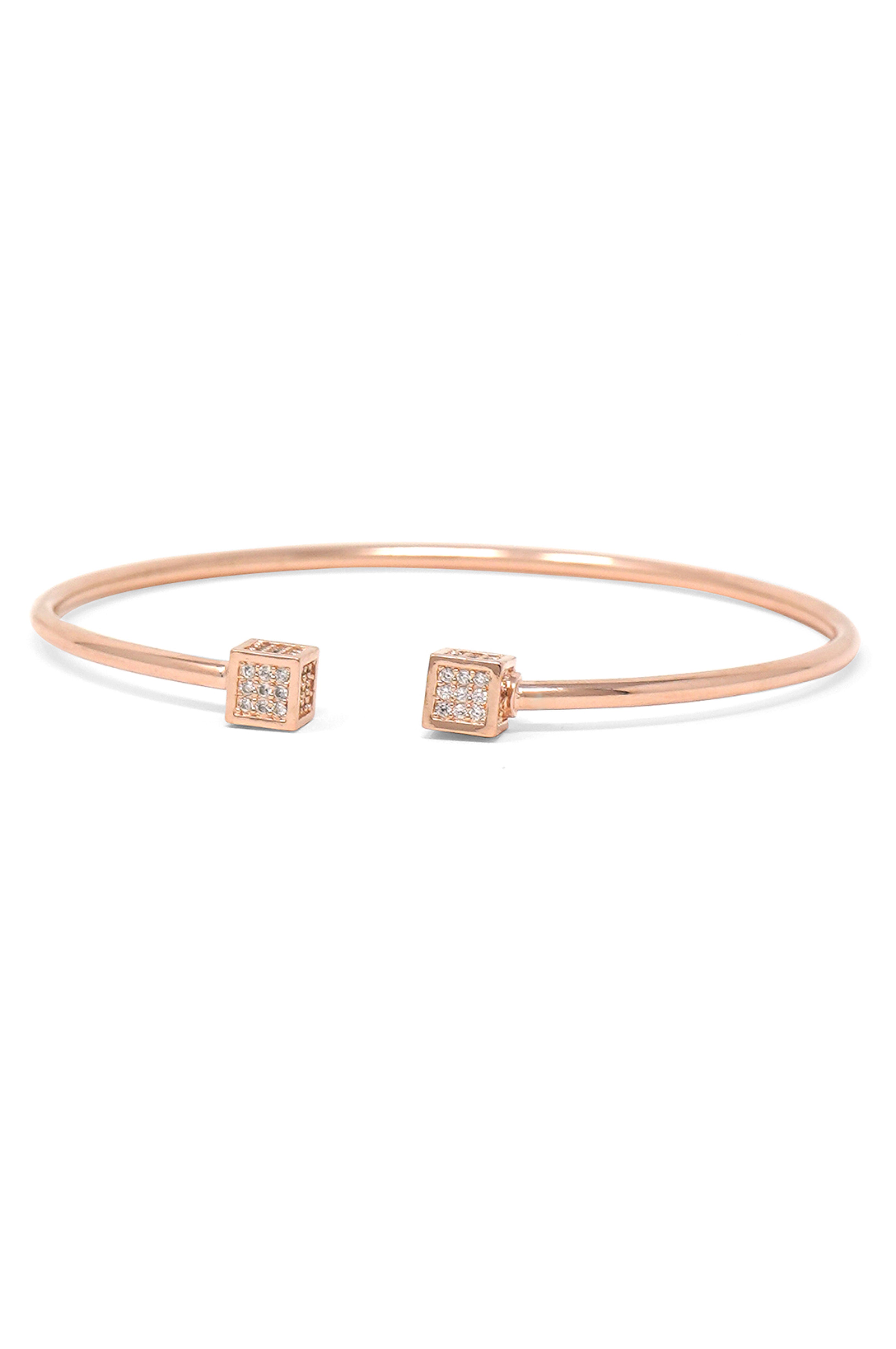 Buy Shining Diva Fashion 18k Rose Gold and Silver Plated Adjustable Crystal Cuff  Bracelet for Women and Girls (Rose Gold) at Amazon.in