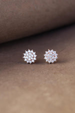 Glorious Floral Rose Gold Plated Sterling Silver Stud Earrings