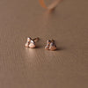 Heart With A Bow Rose Gold Plated Mini Sterling Silver Stud Earrings