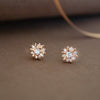 Shinning Flower Rose Gold Plated Sterling Silver Stud Earrings