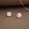 Square It Up With Sparkle Rose Gold Plated Sterling Silver Stud Earrings