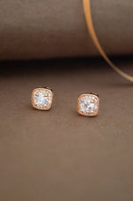 Square It Up With Sparkle Rose Gold Plated Sterling Silver Stud Earrings