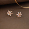 Glamourous Flower Rose Gold Plated Sterling Silver Stud Earrings