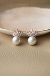 Pearl With A Crown Sterling Silver Statement Stud Earrings