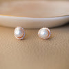 Encircled Pearl Rose Gold Plated Sterling Silver Stud Earrings