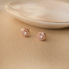 Glorious Halo Solitaire Rose Gold Plated Sterling Silver Stud Earrings