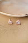 Dazzling Triangle Rose Gold Plated Sterling Silver Stud Earrings