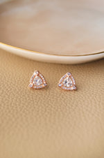 Dazzling Triangle Rose Gold Plated Sterling Silver Stud Earrings