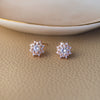 Floral Solitaire Rose Gold Plated Sterling Silver Stud Earrings