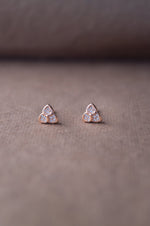 Tri-Petal Flower Rose Gold Plated Sterling Silver Earrings