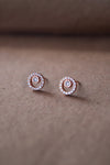 Solitaire In A Circle Rose Gold Plated Sterling Silver Earrings