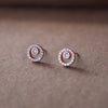 Solitaire In A Circle Rose Gold Plated Sterling Silver Earrings