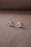 Solitaire In A Circle Sterling Silver Earrings