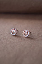 Solitaire In A Circle Sterling Silver Earrings