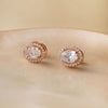 Halo Oval Rose Gold Plated  Solitaire Sterling Silver Earrings
