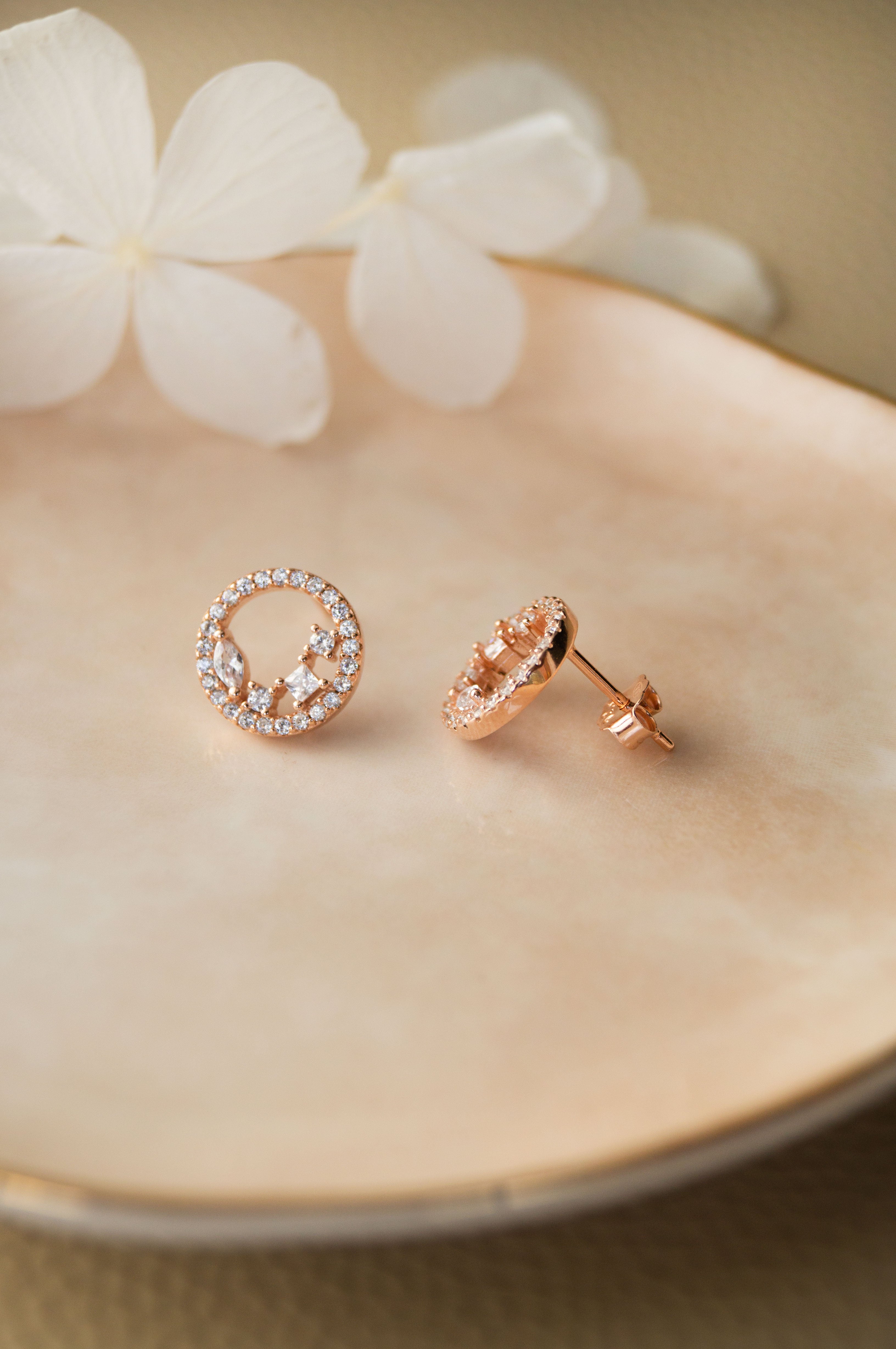 Simple Rose Gold Bridal Drop Earrings. Cubic Zirconia Drops. Elegant D –  RusticGemJewelry