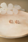Halo Flower Rose Gold Plated Sterling Silver Stud Earrings