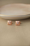 With A Edge Square Rose Gold Plated Sterling Silver Stud Earrings