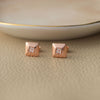 With A Edge Square Rose Gold Plated Sterling Silver Stud Earrings