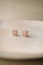 Ecentric Square Rose Gold Plated Sterling Silver Stud Earrings