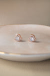 Heart Solitaire Rose Gold Plated Sterling Silver Stud Earrings