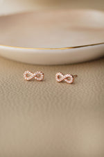 Sparkling Infinity Rose Gold Plated Sterling Silver Stud Earrings
