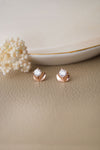 Leafy Solitaire Rose Gold Plated Sterling Silver Stud Earrings