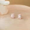 Mysterical Rectangle Solitaire Rose Gold Plated Sterling Silver Stud Earrings