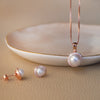 Encircled Pearl Rose Gold Plated Sterling Silver Pendant Set