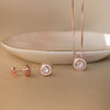 Glorious Halo Solitaire Rose Gold Plated Sterling Silver Pendant Set