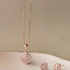 Ecentric Square Rose Gold Plated Sterling Silver Pendant Set