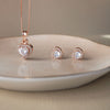 Heart Solitaire Rose Gold Plated Sterling Silver Pendant Set