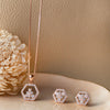 Hexagon With A Flower Rose Gold Plated Sterling Silver Pendant Set