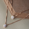 Multilayer Layer Solitaire Rose Gold Plated Sterling Silver Necklace