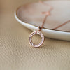 Sparkling Circle Rose Gold Plated Sterling Silver Pendant With Chain