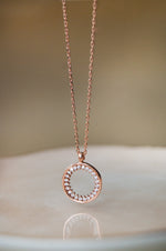 Sparkling Circle Sterling Silver Pendant With Chain