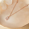 Mysterical Rectangle Solitaire Rose Gold Plated Sterling Silver Chain Necklace