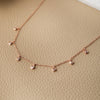 Tiny Solitaire Charms Rose Gold Plated Sterling Silver Delicate Necklace