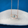 Desirable Evil Eye Hand-Painted Rose Gold Plated Sterling Silver Chain Necklace