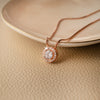 Glorious Halo Solitaire Rose Gold Plated Sterling Silver Pendant