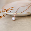 Classic Solitaire Rose Gold Plated Sterling Silver Pendant With Chain
