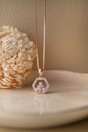 Hexagon With A Flower Rose Gold Plated Sterling Silver Pendant