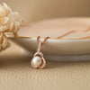 Pearl Enclosed Flower Rose Gold Plated Sterling Silver Pendant