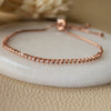Dainty Tennis Rose Gold Plated Sterling Silver Pull Chain Bracelet