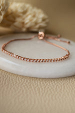 Dainty Tennis Sterling Silver Pull Chain Bracelet